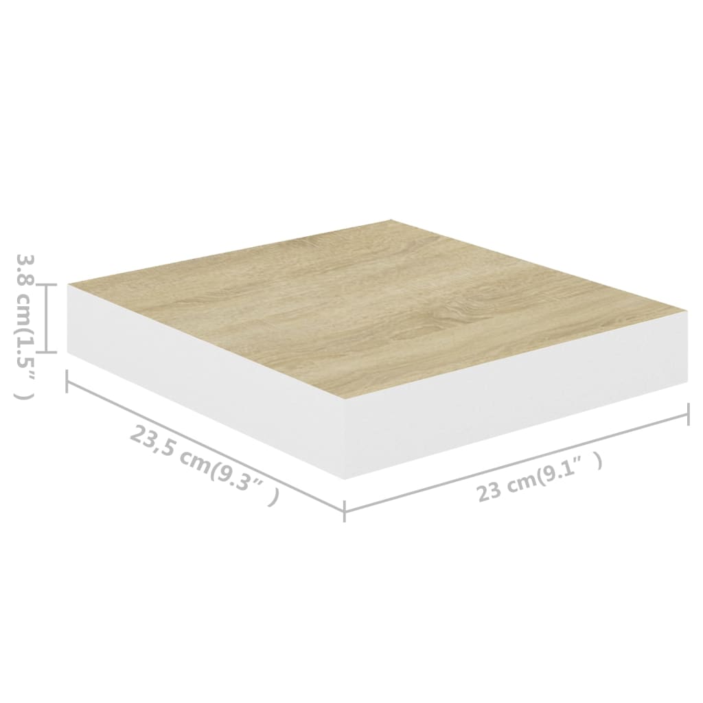 Rafturi Perete Suspendate 4 Buc. Alb/Stejar 23X23,5X3,8 Cm Mdf Culoarea Stejarului Și Alb