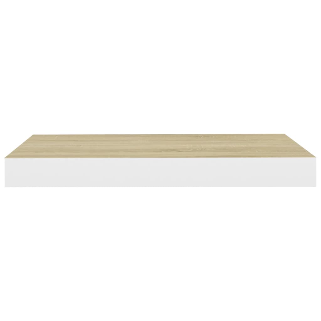 Raft De Perete Suspendat, Stejar Și Alb, 50X23X3,8 Cm, Mdf Culoarea Stejarului Și Alb