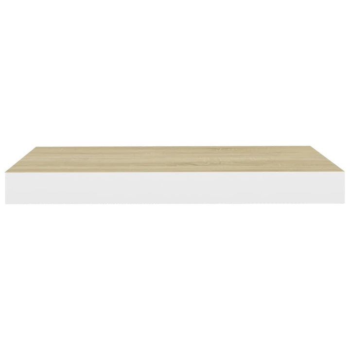 Raft De Perete Suspendat, Stejar Și Alb, 50X23X3,8 Cm, Mdf Culoarea Stejarului Și Alb