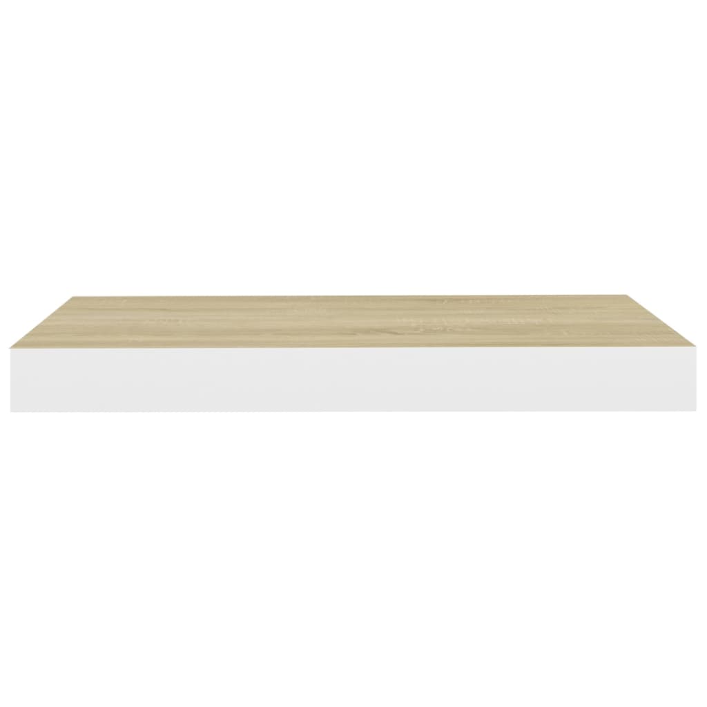 Rafturi Perete Suspendate 2 Buc. Alb/Stejar 50X23X3,8Cm Mdf Culoarea Stejarului Și Alb