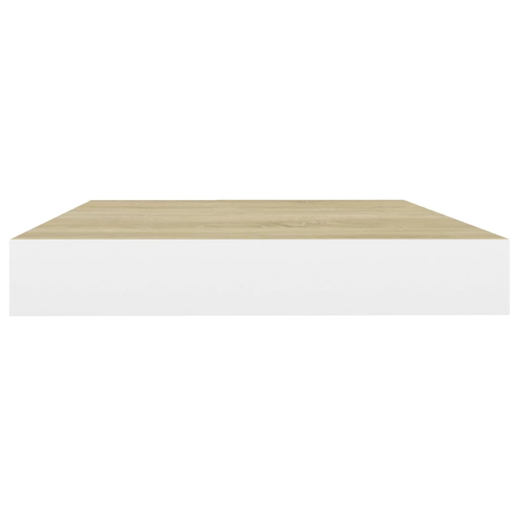Rafturi Perete Suspendate 2 Buc. Alb/Stejar 50X23X3,8Cm Mdf Culoarea Stejarului Și Alb