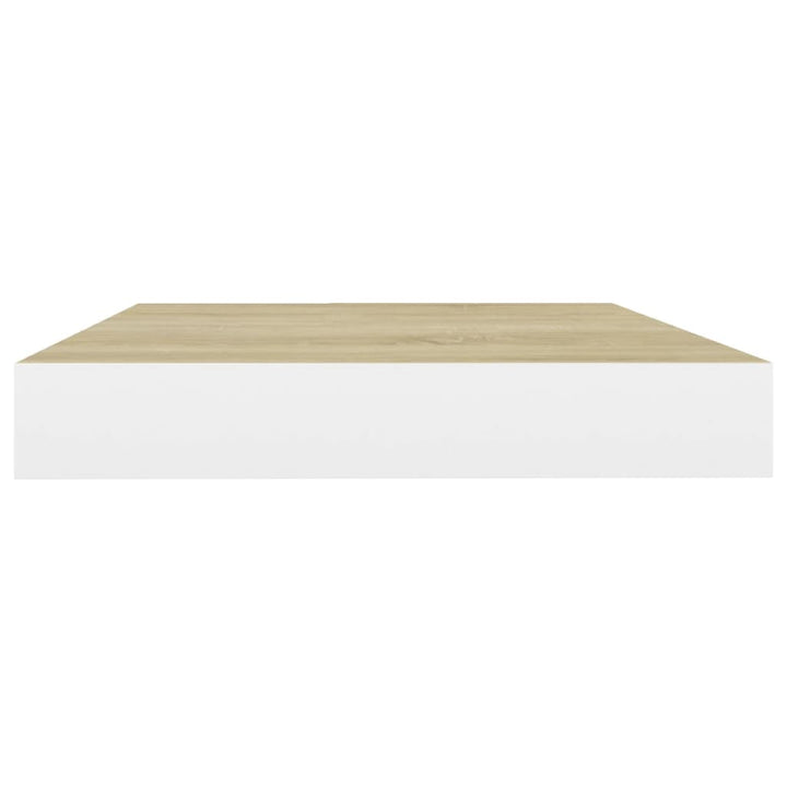Rafturi Perete Suspendate 2 Buc. Alb/Stejar 50X23X3,8Cm Mdf Culoarea Stejarului Și Alb