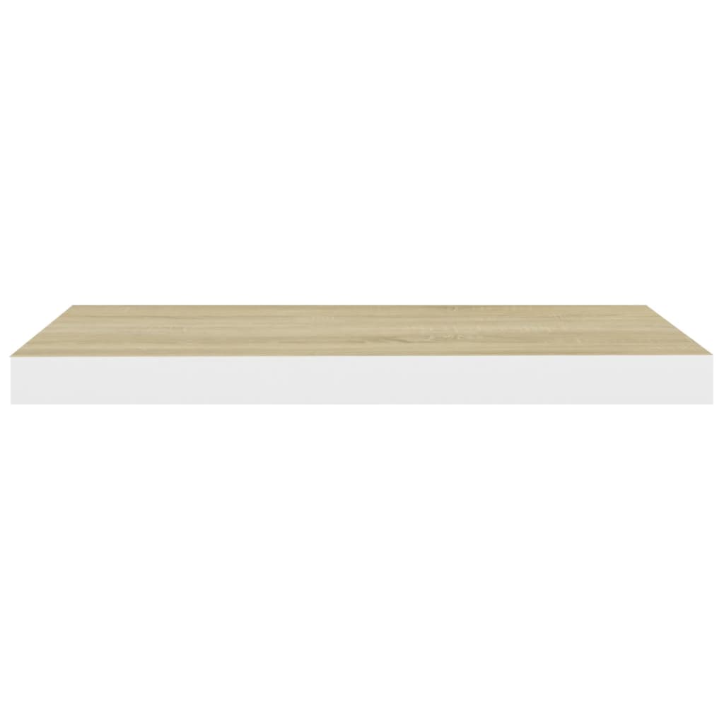 Raft De Perete Suspendat, Alb Și Stejar, 60X23,5X3,8 Cm, Mdf Culoarea Stejarului Și Alb