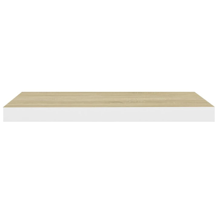 Raft De Perete Suspendat, Alb Și Stejar, 60X23,5X3,8 Cm, Mdf Culoarea Stejarului Și Alb