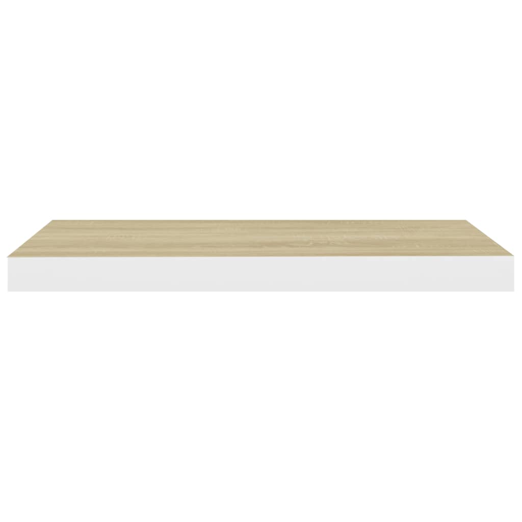 Rafturi Perete Suspendate 2 Buc. Alb/Stejar 60X23,5X3,8 Cm Mdf Culoarea Stejarului Și Alb