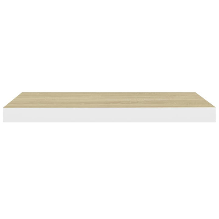 Rafturi Perete Suspendate 2 Buc. Alb/Stejar 60X23,5X3,8 Cm Mdf Culoarea Stejarului Și Alb