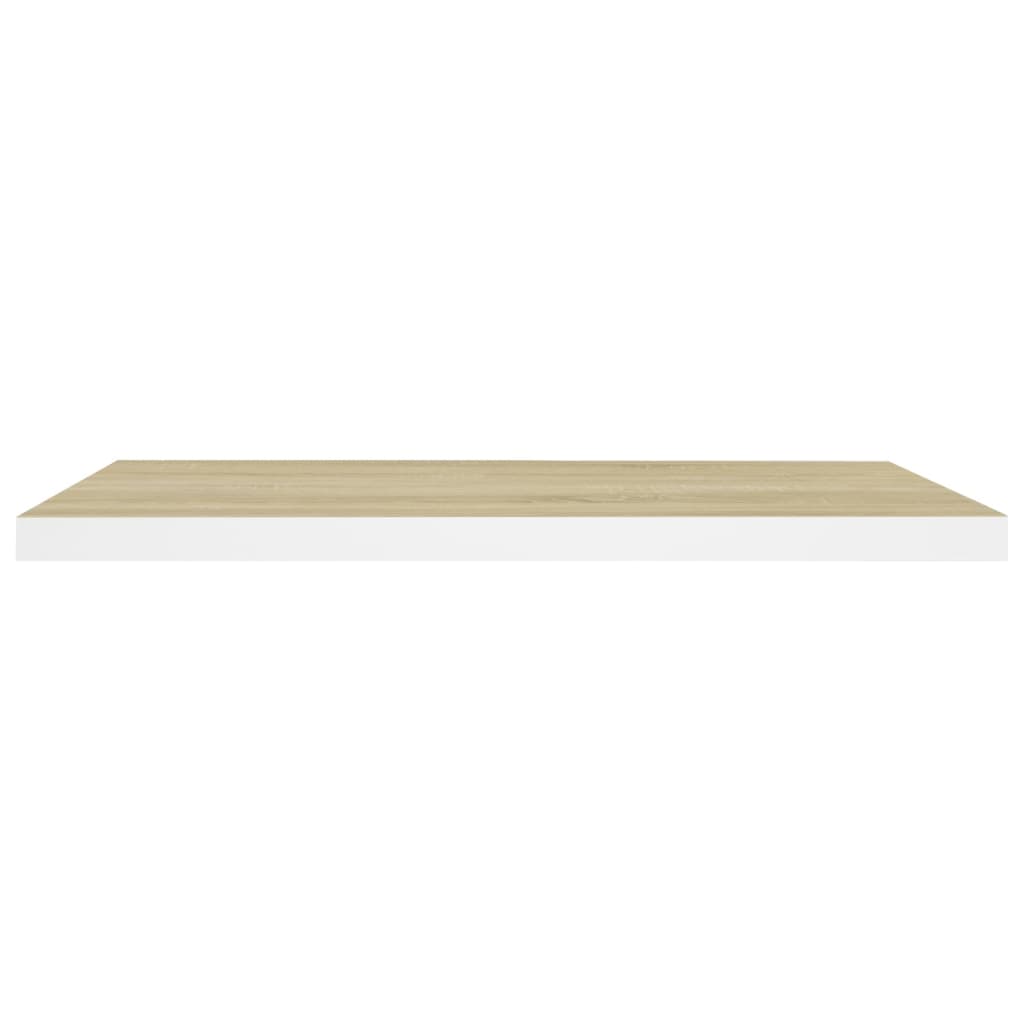 Raft De Perete Suspendat, Alb Și Stejar, 80X23,5X3,8 Cm, Mdf Culoarea Stejarului Și Alb