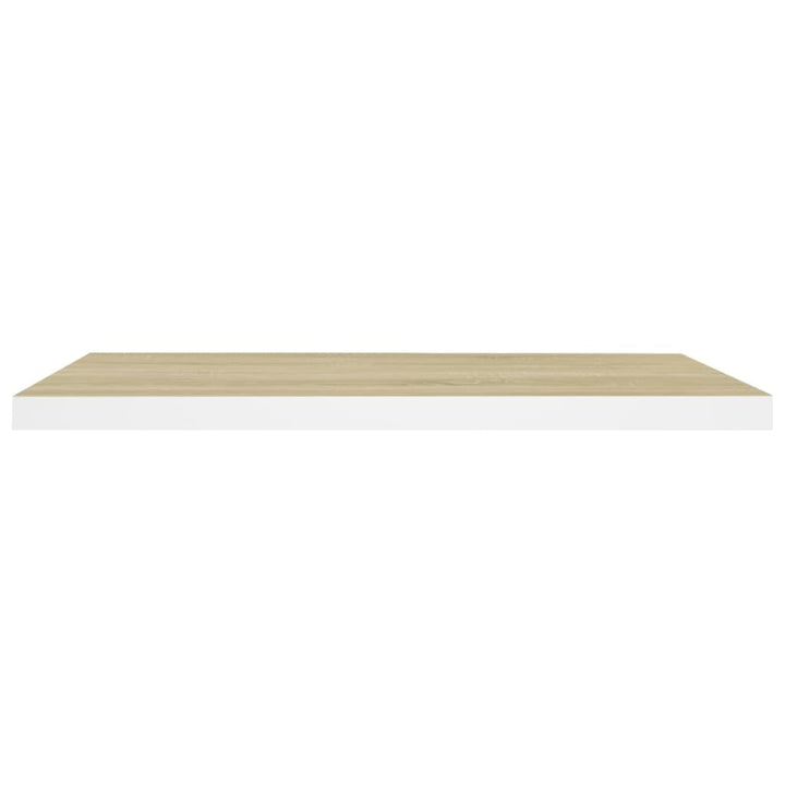 Raft De Perete Suspendat, Alb Și Stejar, 80X23,5X3,8 Cm, Mdf Culoarea Stejarului Și Alb