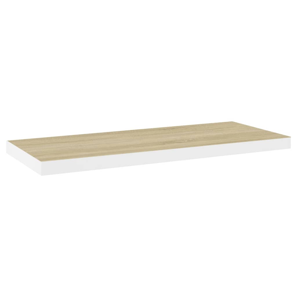Rafturi Perete Suspendate 2 Buc. Stejar/Alb 80X23,5X3,8 Cm, Mdf Culoarea Stejarului Și Alb