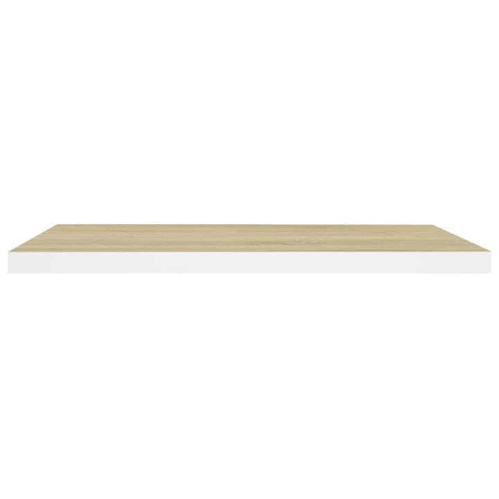 Rafturi Perete Suspendate 2 Buc. Stejar/Alb 80X23,5X3,8 Cm, Mdf Culoarea Stejarului Și Alb