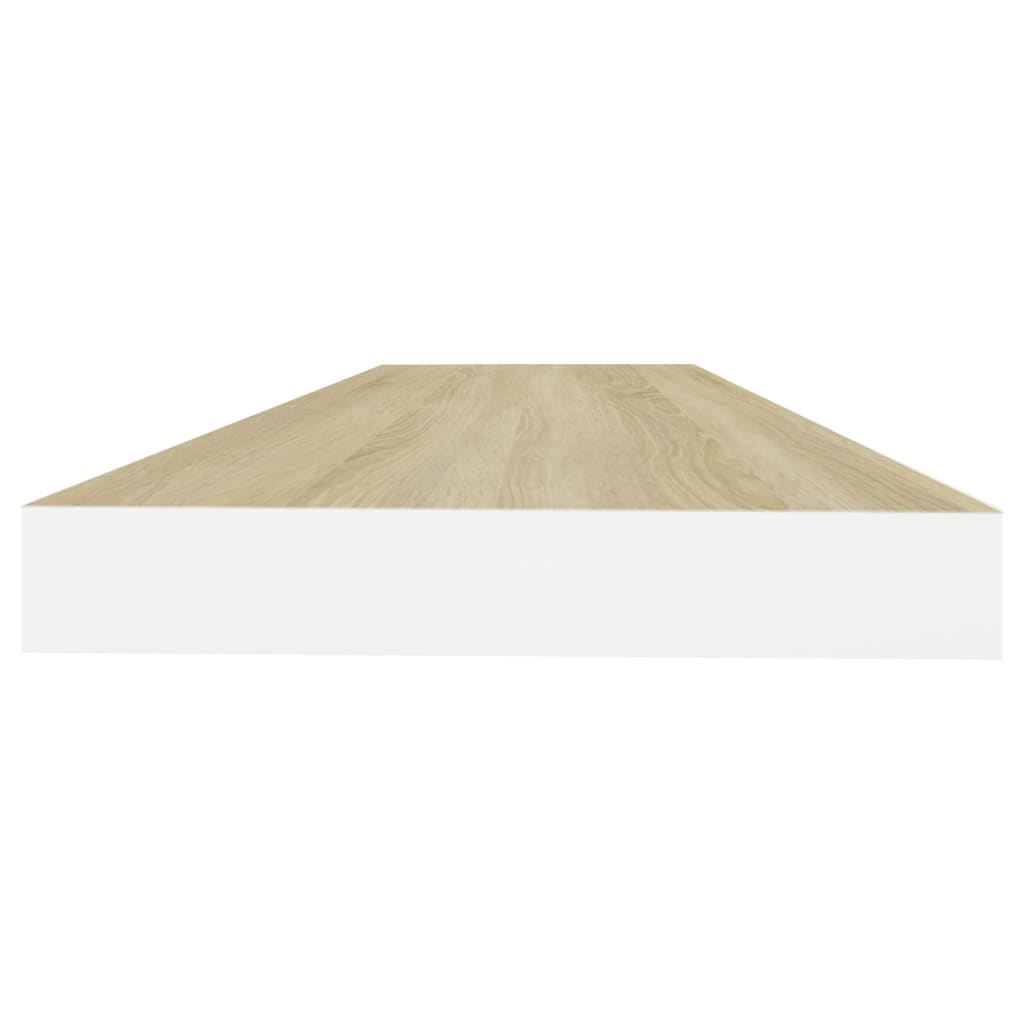 Rafturi Perete Suspendate 2 Buc. Stejar/Alb 80X23,5X3,8 Cm, Mdf Culoarea Stejarului Și Alb