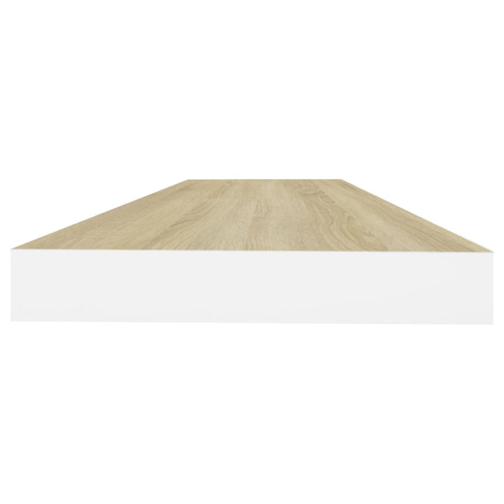 Rafturi Perete Suspendate 2 Buc. Stejar/Alb 80X23,5X3,8 Cm, Mdf Culoarea Stejarului Și Alb