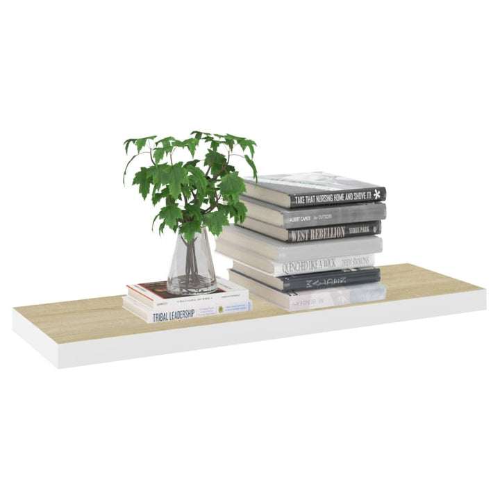 Rafturi Perete Suspendate 4 Buc. Stejar/Alb 80X23,5X3,8 Cm, Mdf Culoarea Stejarului Și Alb