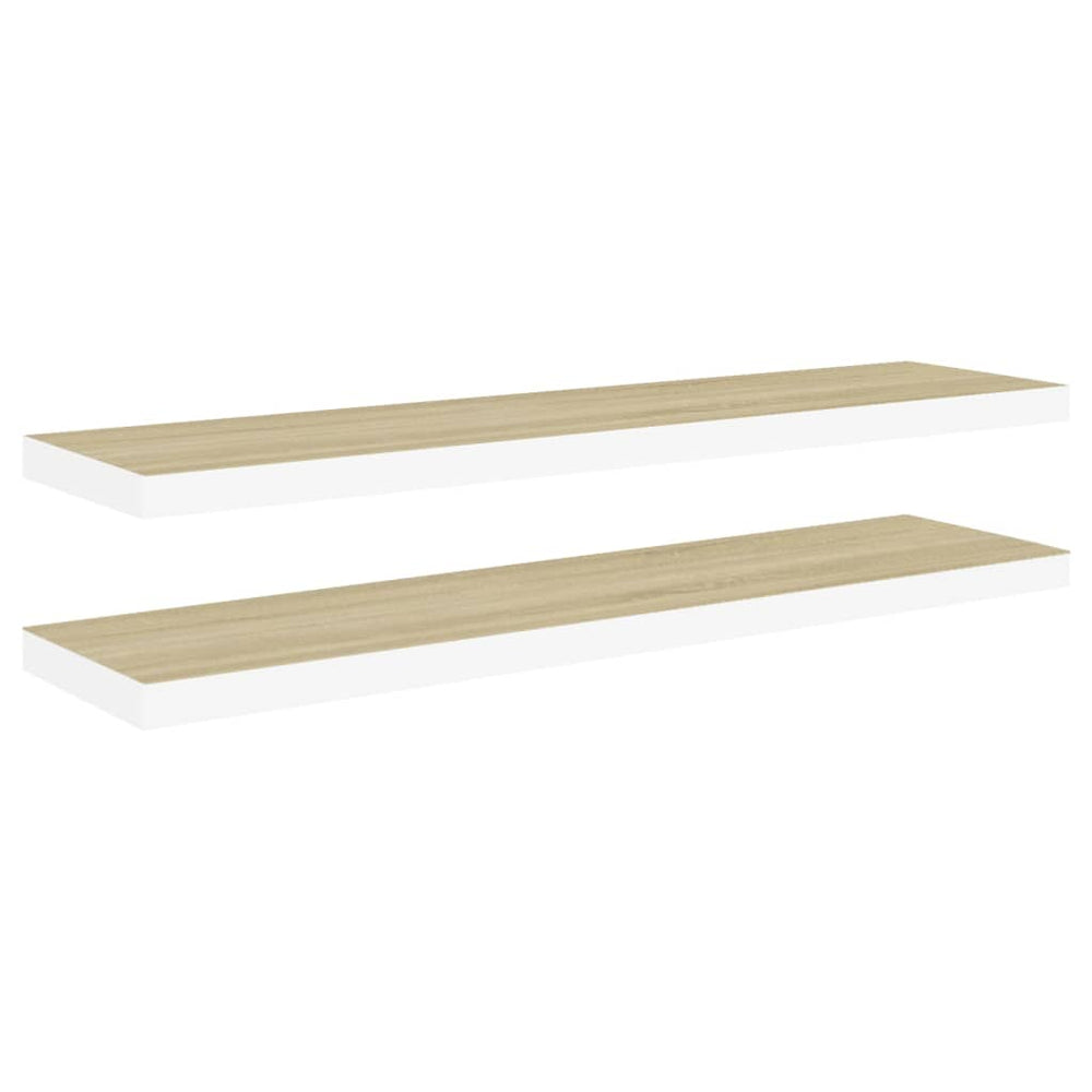 Rafturi Perete Suspendate 2 Buc. Stejar/Alb 120X23,5X3,8 Cm Mdf Culoarea Stejarului Și Alb