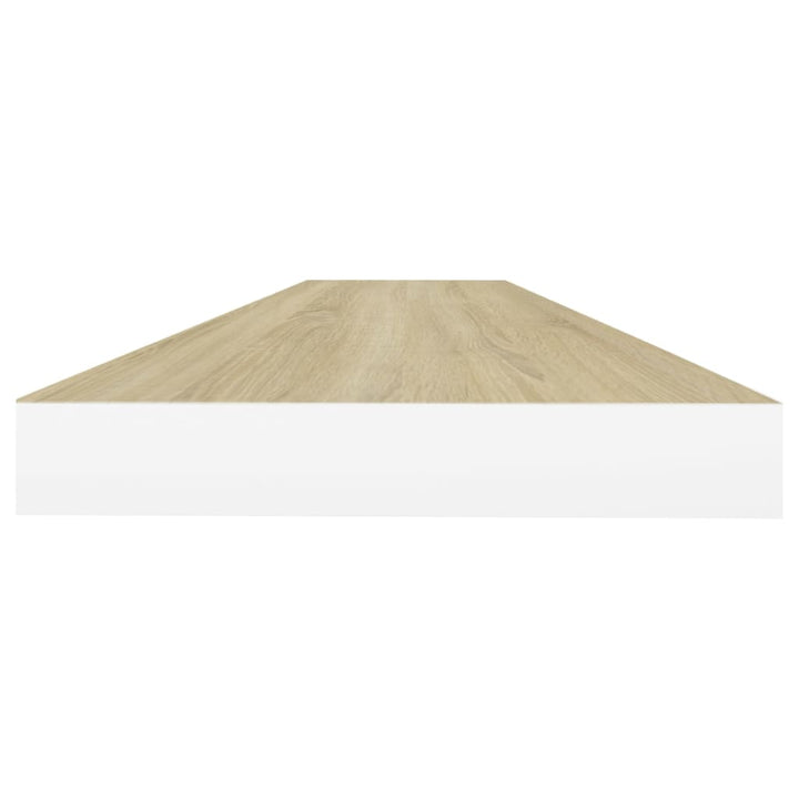 Rafturi Perete Suspendate 2 Buc. Stejar/Alb 120X23,5X3,8 Cm Mdf Culoarea Stejarului Și Alb