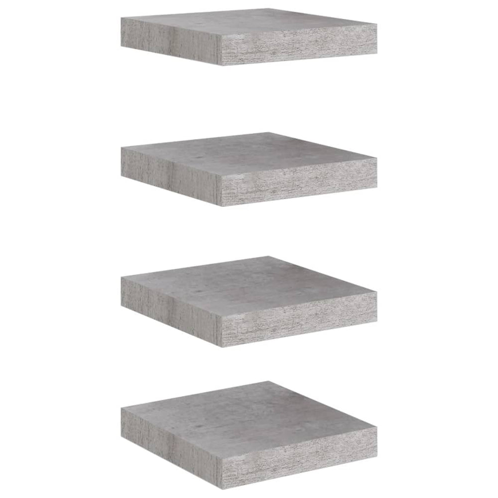 Rafturi Perete Suspendate 4 Buc. 23X23,5X3,8 Cm Mdf Gri Beton