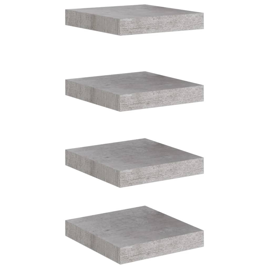 Rafturi Perete Suspendate 4 Buc. 23X23,5X3,8 Cm Mdf Gri Beton