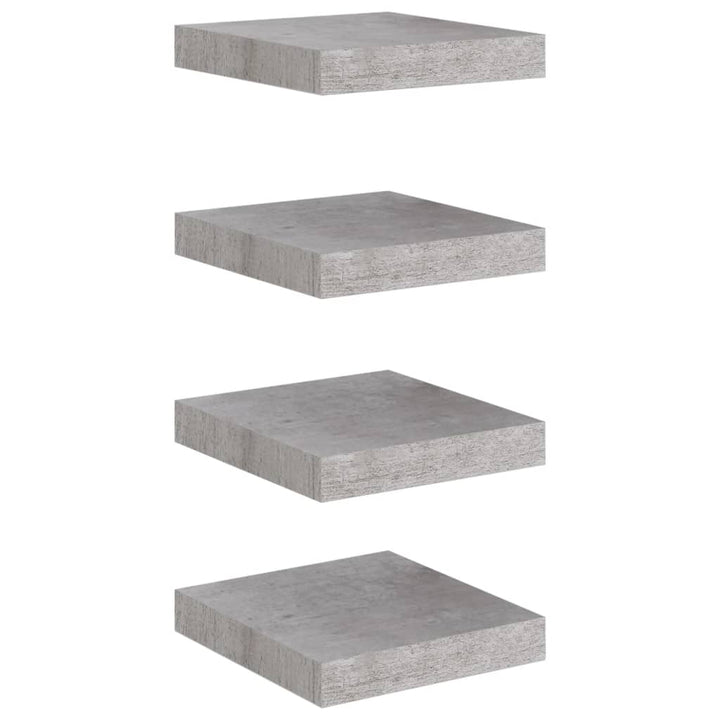 Rafturi Perete Suspendate 4 Buc. 23X23,5X3,8 Cm Mdf Gri Beton