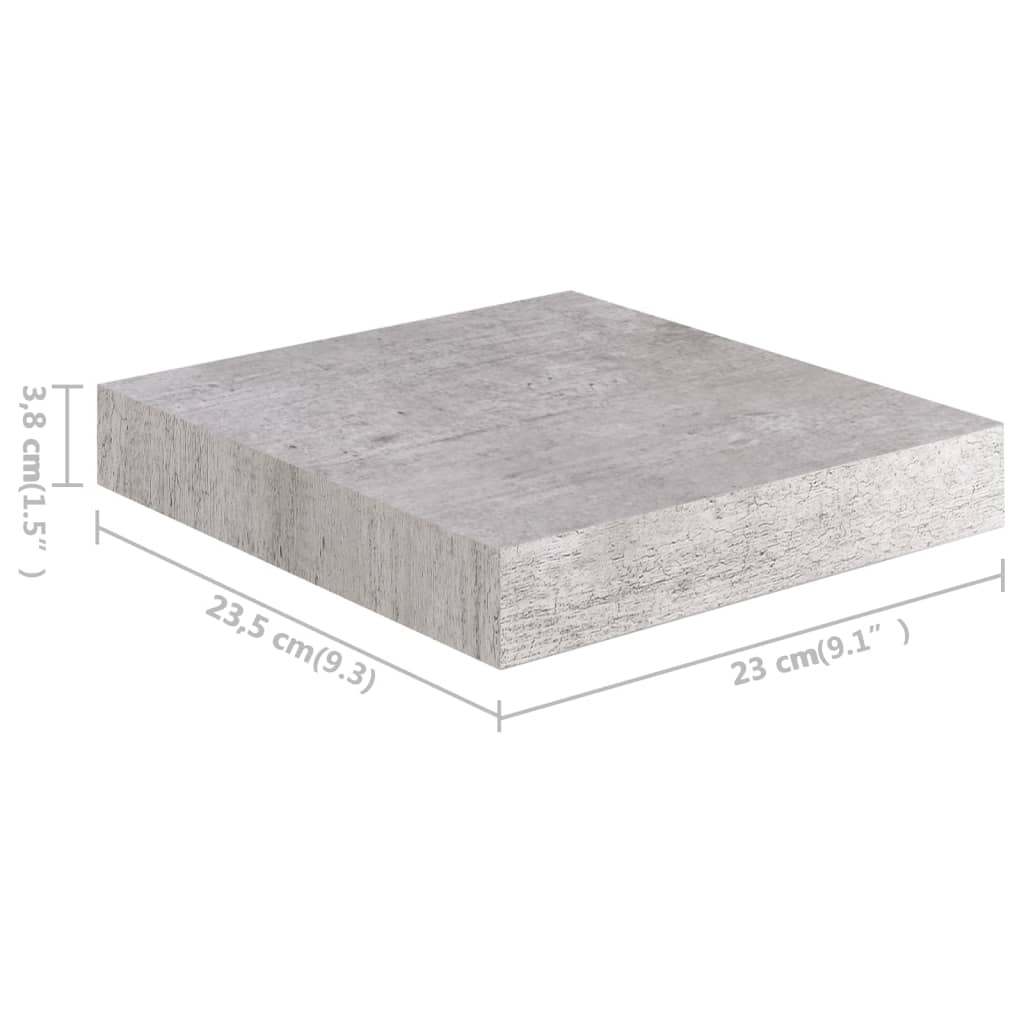 Rafturi Perete Suspendate 4 Buc. 23X23,5X3,8 Cm Mdf Gri Beton