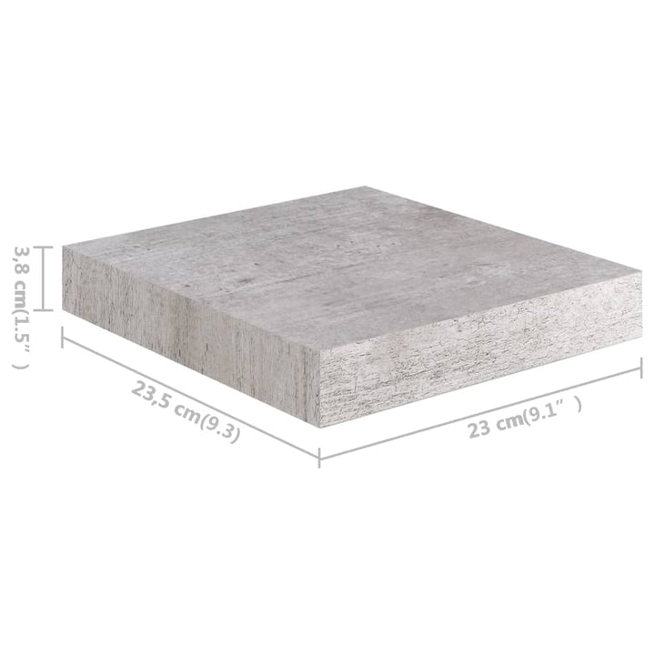Rafturi Perete Suspendate 4 Buc. 23X23,5X3,8 Cm Mdf Gri Beton