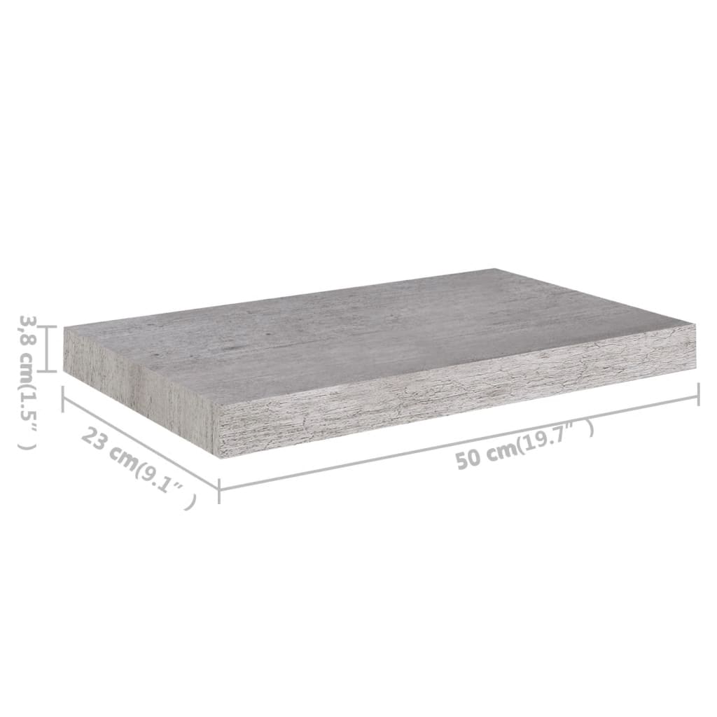 Raft De Perete Suspendat, , 50X23X3,8 Cm, Mdf Gri Beton