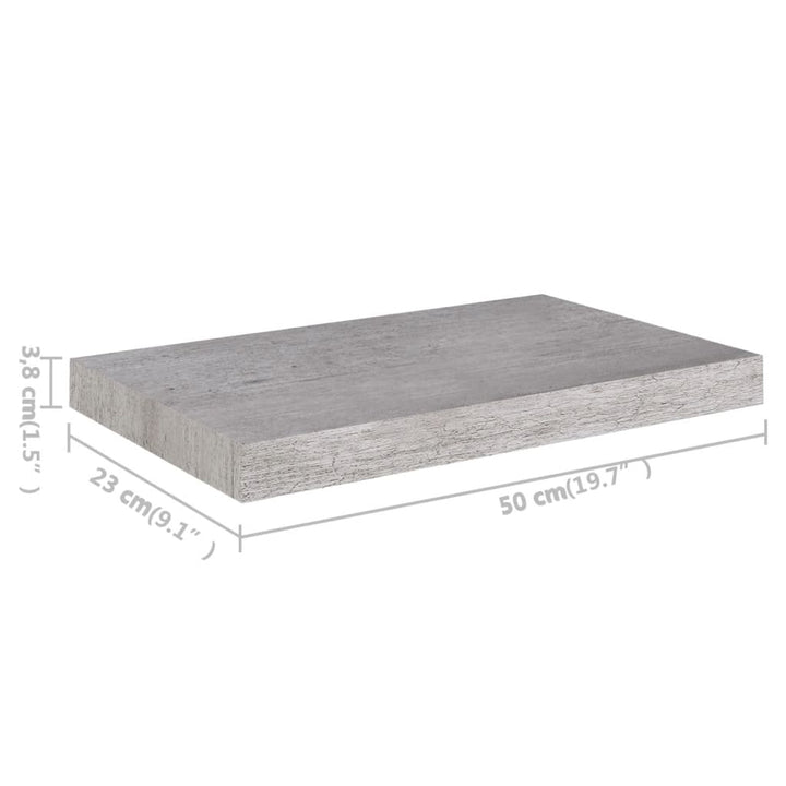Raft De Perete Suspendat, , 50X23X3,8 Cm, Mdf Gri Beton