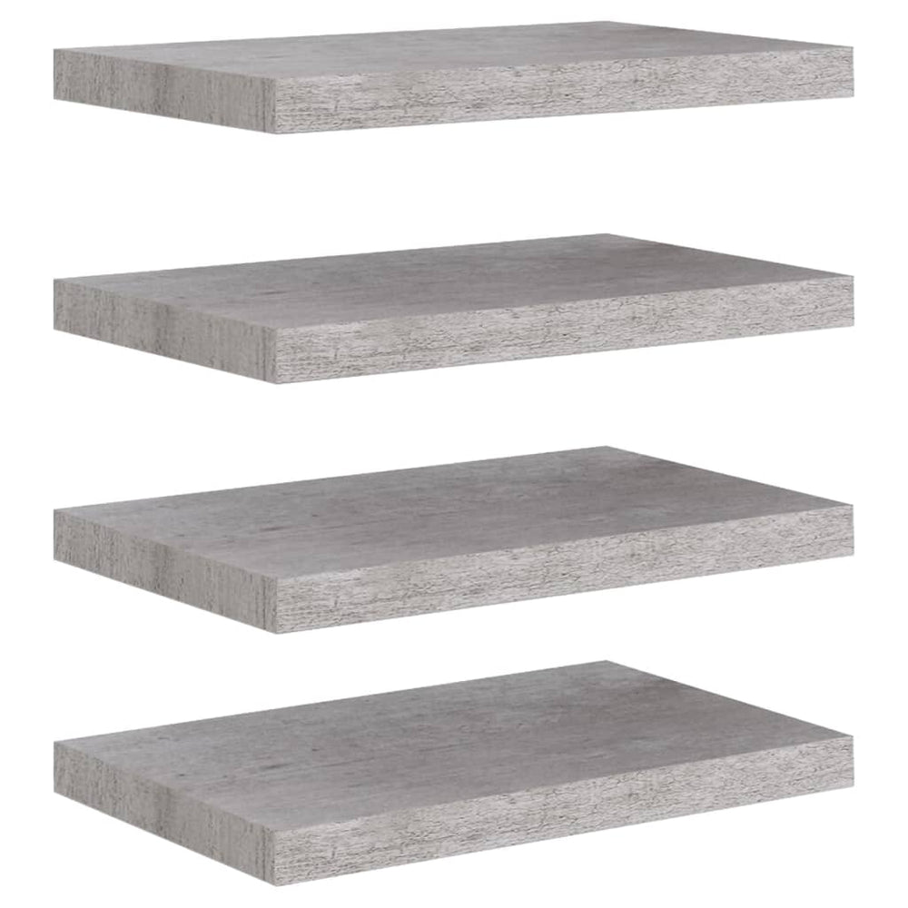 Rafturi Perete Suspendate, 4 Buc., , 50X23X3,8 Cm, Mdf Gri Beton