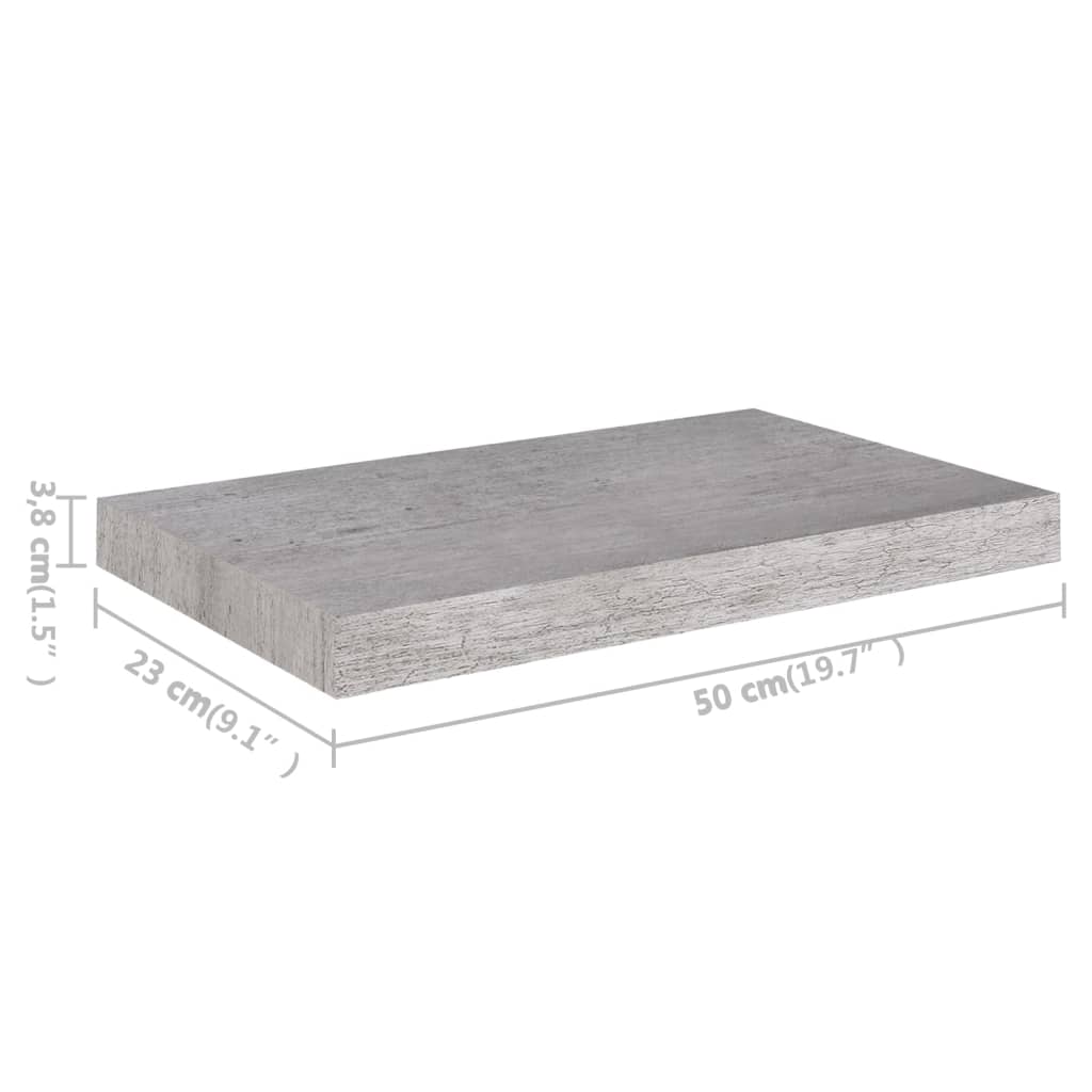 Rafturi Perete Suspendate, 4 Buc., , 50X23X3,8 Cm, Mdf Gri Beton