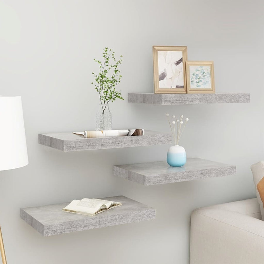 Rafturi Perete Suspendate, 4 Buc., , 50X23X3,8 Cm, Mdf Gri Beton