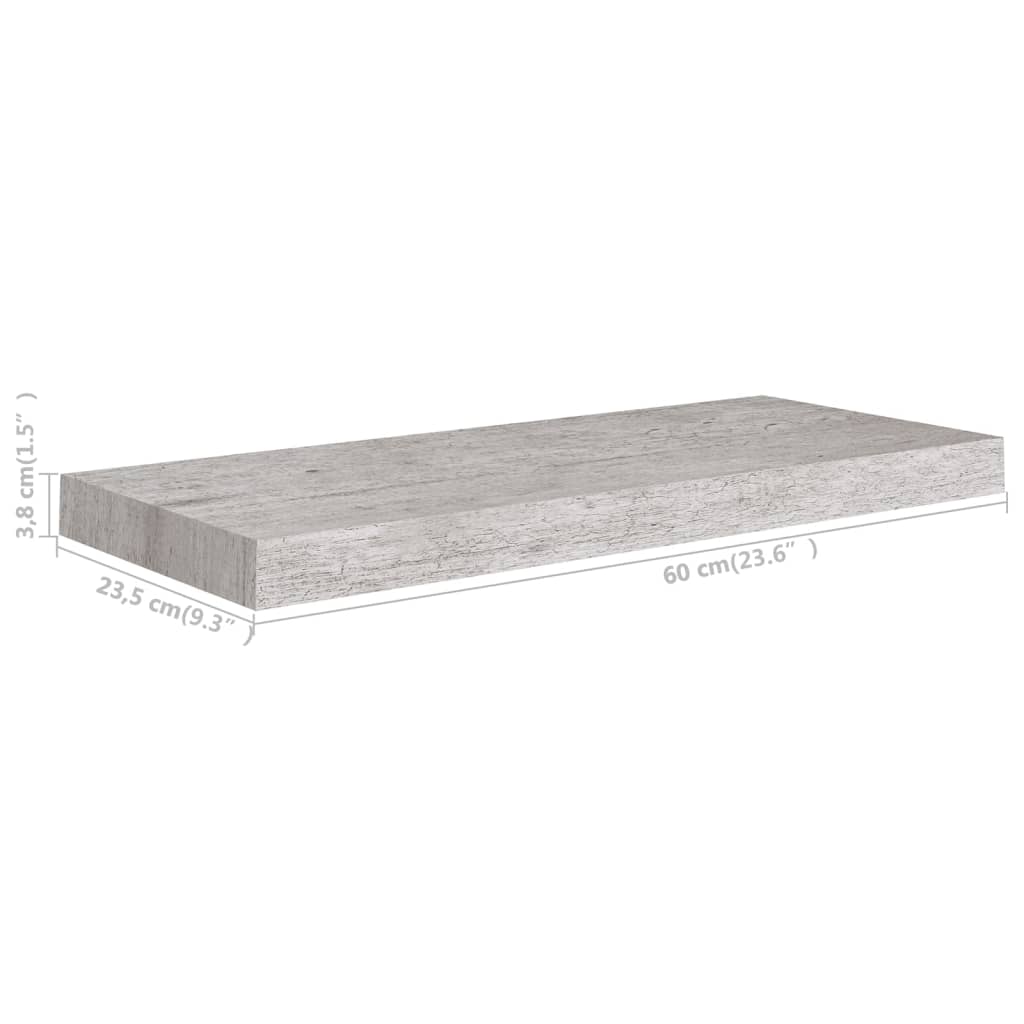 Rafturi De Perete, 4 Buc., , 60X23,5X3,8 Cm, Mdf Gri Beton