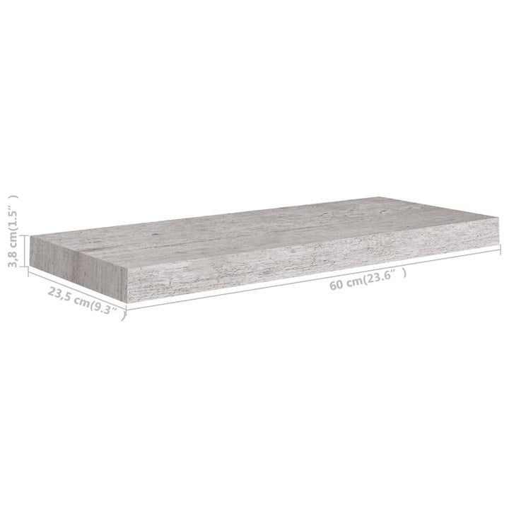 Rafturi De Perete, 4 Buc., , 60X23,5X3,8 Cm, Mdf Gri Beton
