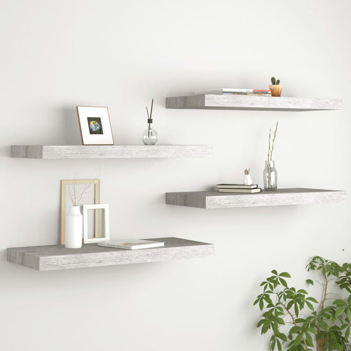 Rafturi De Perete, 4 Buc., , 60X23,5X3,8 Cm, Mdf Gri Beton