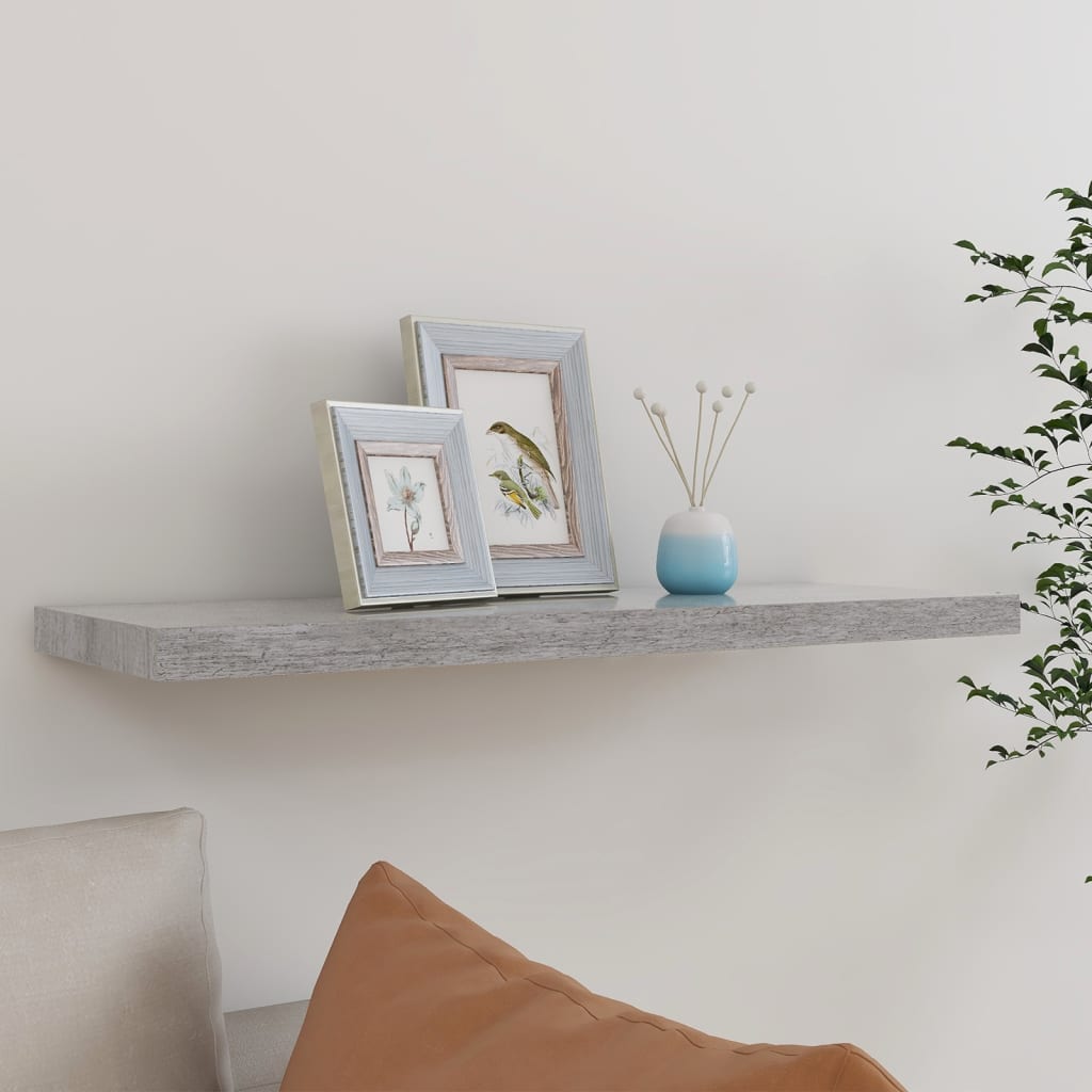 Raft De Perete Suspendat, , 80X23,5X3,8 Cm, Mdf Gri Beton