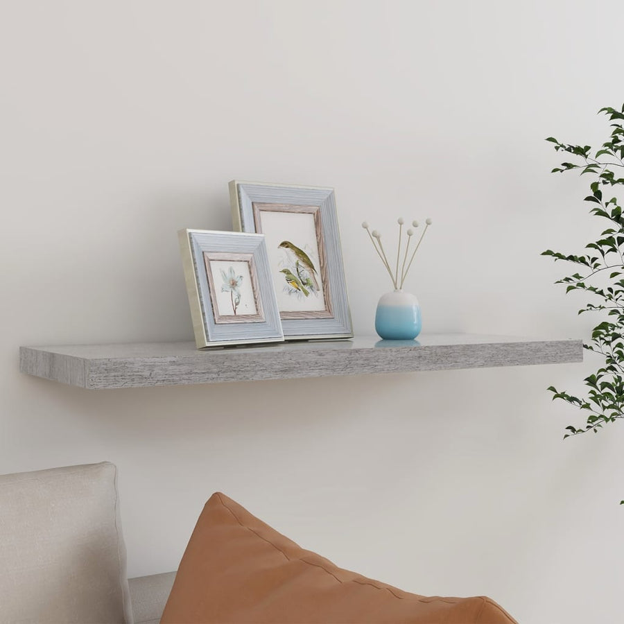 Raft De Perete Suspendat, , 80X23,5X3,8 Cm, Mdf Gri Beton