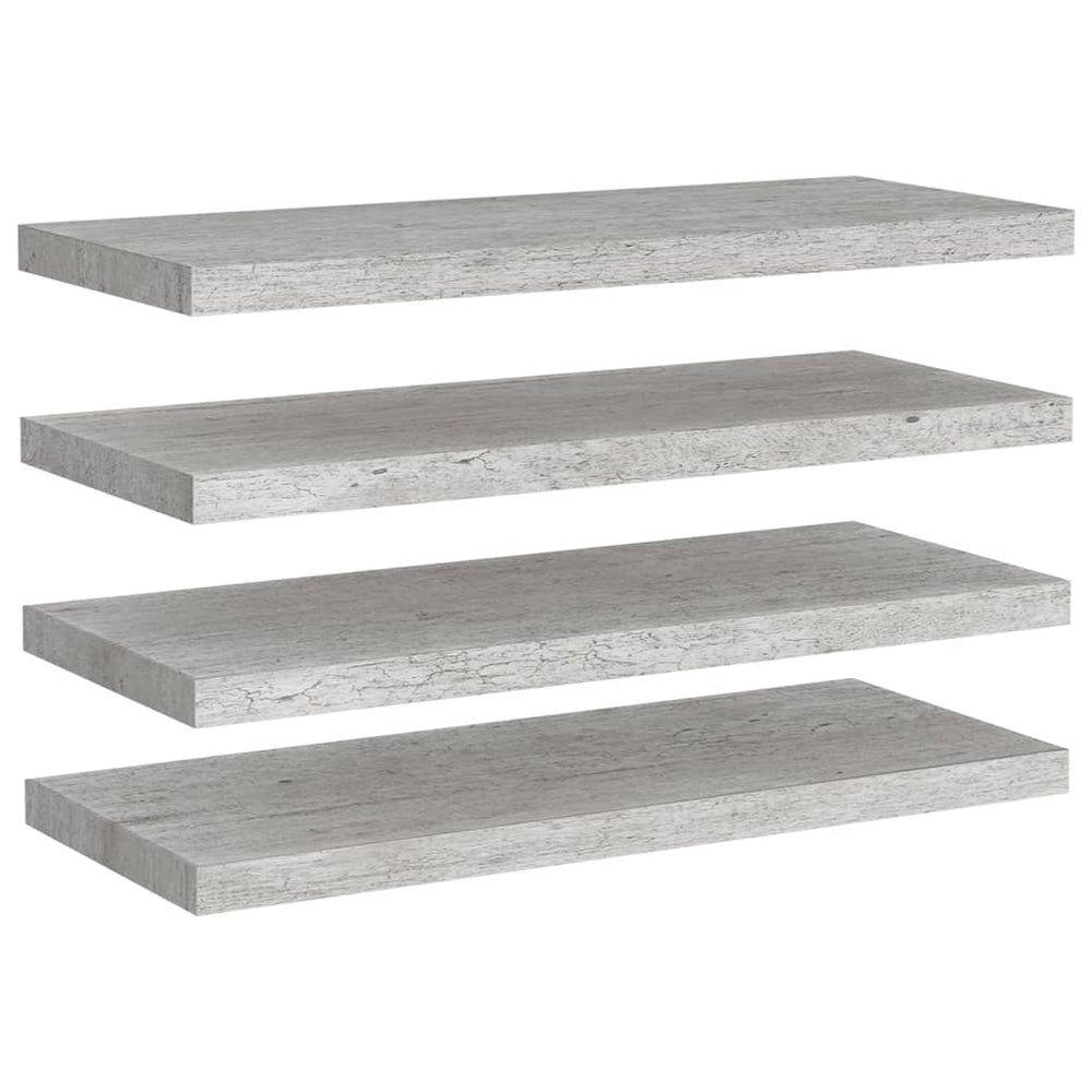 Rafturi De Perete Suspendate,4 Buc,,80X23,5X3,8 Cm,Mdf Gri Beton
