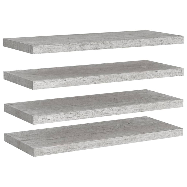Rafturi De Perete Suspendate,4 Buc,,80X23,5X3,8 Cm,Mdf Gri Beton