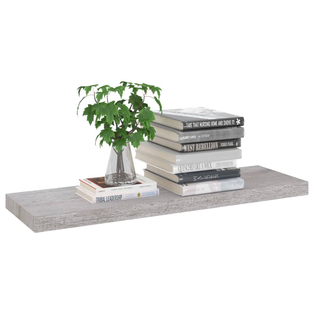 Rafturi De Perete Suspendate,4 Buc,,80X23,5X3,8 Cm,Mdf Gri Beton