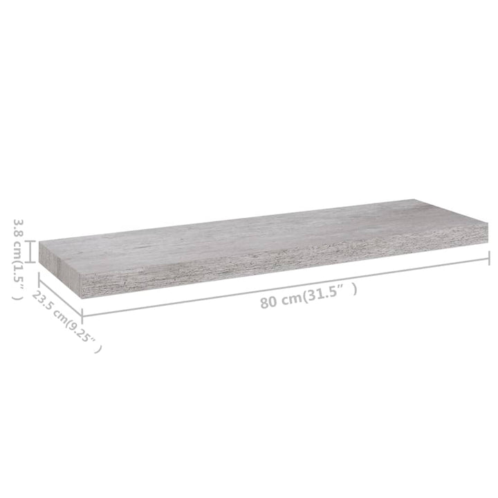 Rafturi De Perete Suspendate,4 Buc,,80X23,5X3,8 Cm,Mdf Gri Beton