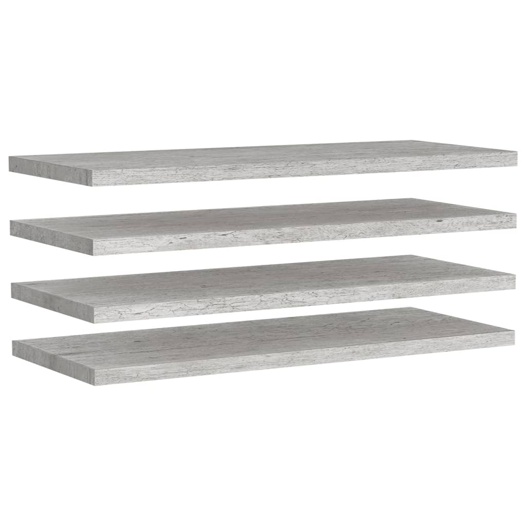 Rafturi Perete Suspendate 4 Buc. 90X23,5X3,8 Cm Mdf Gri Beton