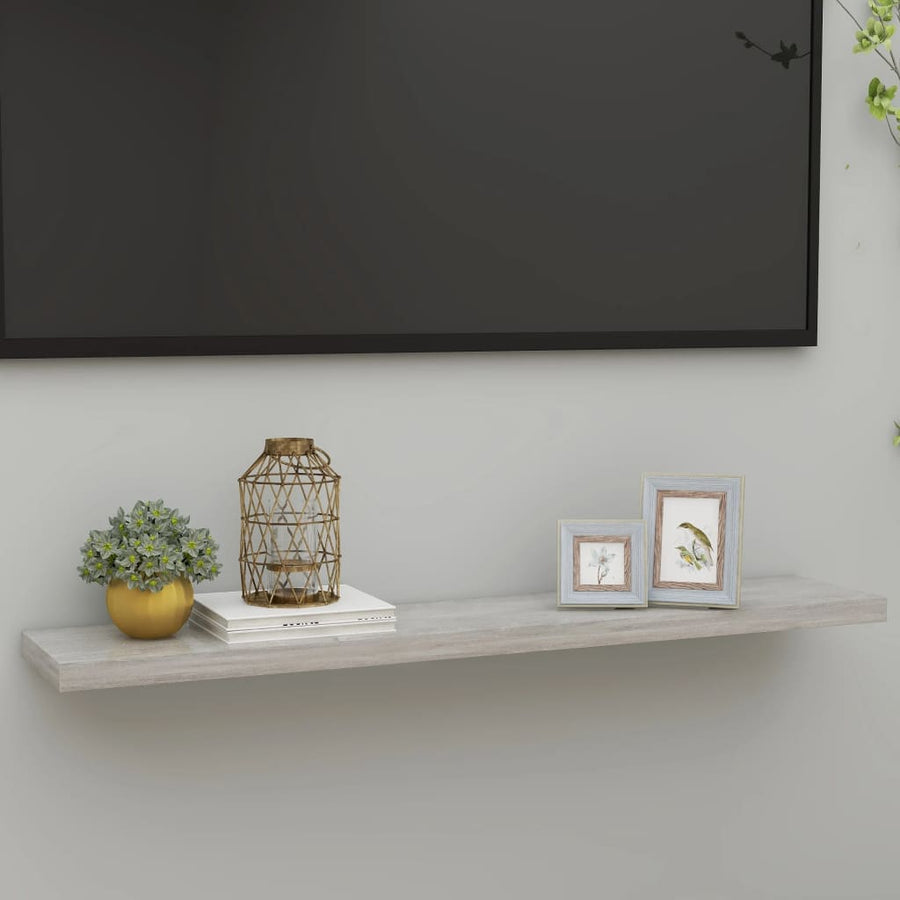 Raft De Perete Suspendat, , 120X23,5X3,8 Cm, Mdf Gri Beton