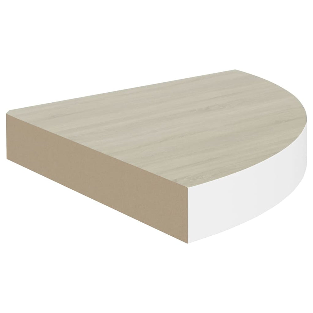 Raft De Perete De Colț, Stejar Și Alb, 25X25X3,8 Cm, Mdf Culoarea Stejarului Și Alb