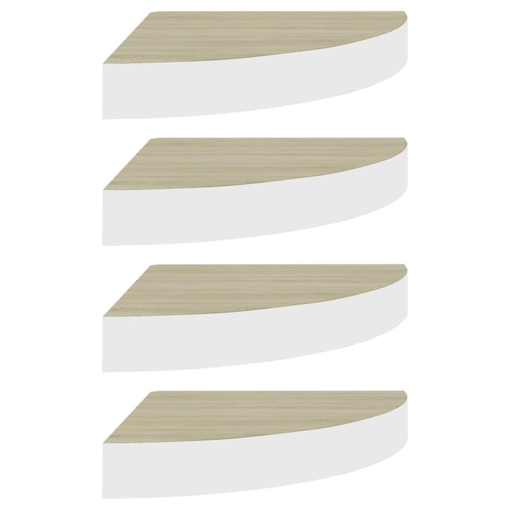 Rafturi De Perete De Colț 4 Buc. Stejar Și Alb 25X25X3,8Cm Mdf Culoarea Stejarului Și Alb
