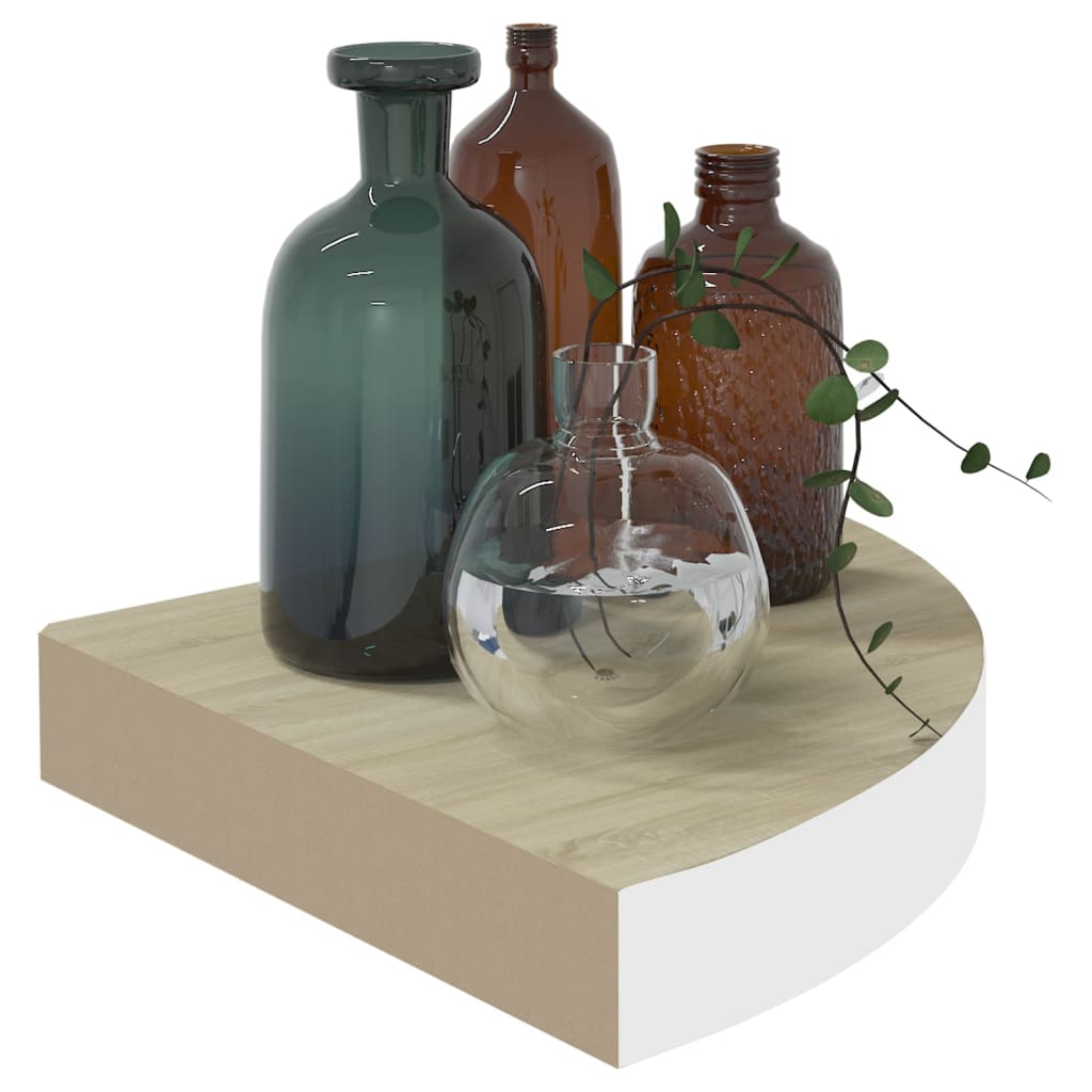 Rafturi De Perete De Colț 4 Buc. Stejar Și Alb 25X25X3,8Cm Mdf Culoarea Stejarului Și Alb