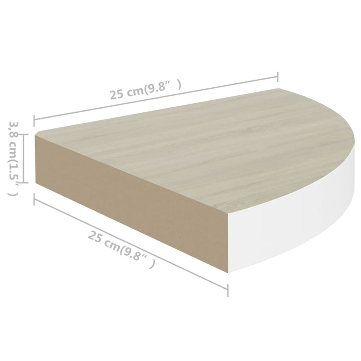Rafturi De Perete De Colț 4 Buc. Stejar Și Alb 25X25X3,8Cm Mdf Culoarea Stejarului Și Alb