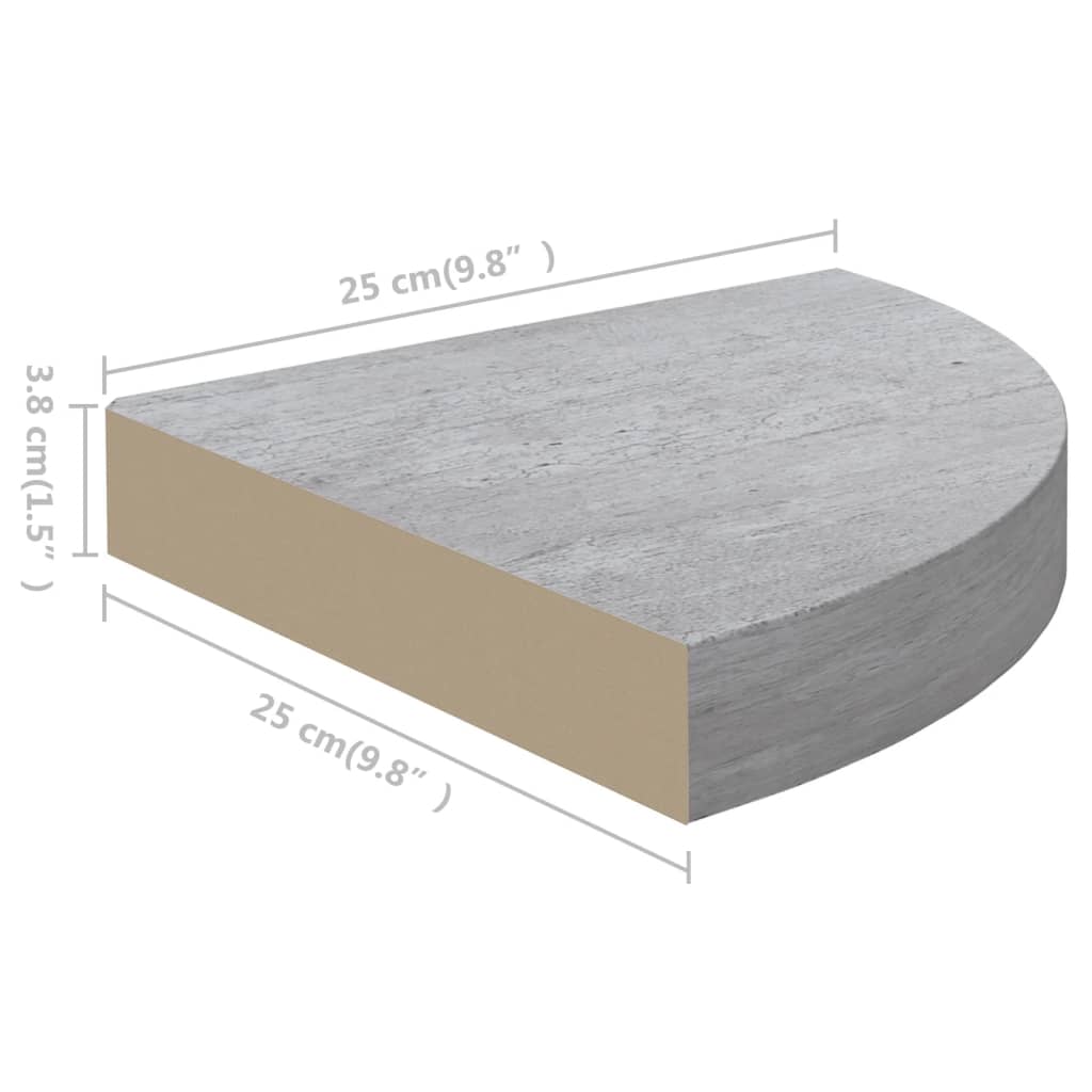 Rafturi De Colț De Perete, 2 Buc., , 25X25X3,8 Cm, Mdf Gri Beton