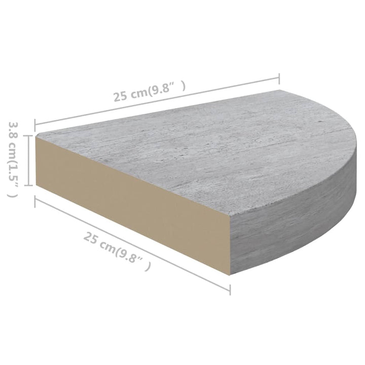 Rafturi De Colț De Perete, 2 Buc., , 25X25X3,8 Cm, Mdf Gri Beton
