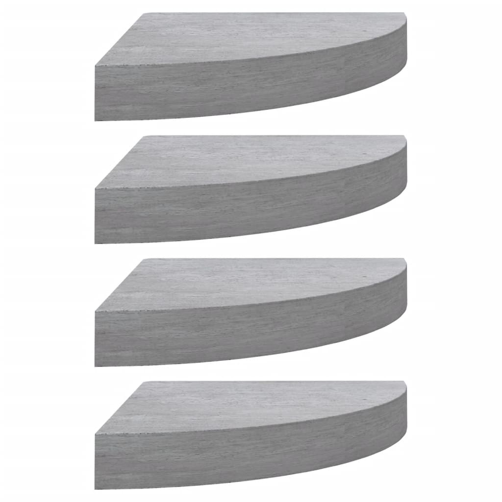 Rafturi De Colț De Perete, 4 Buc., , 25X25X3,8 Cm, Mdf Gri Beton