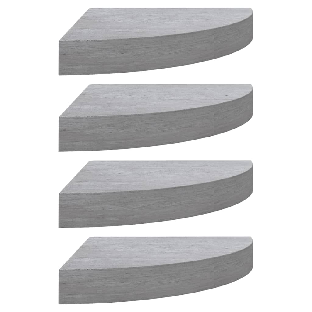 Rafturi De Colț De Perete 4 Buc. 35X35X3,8 Cm Mdf Gri Beton