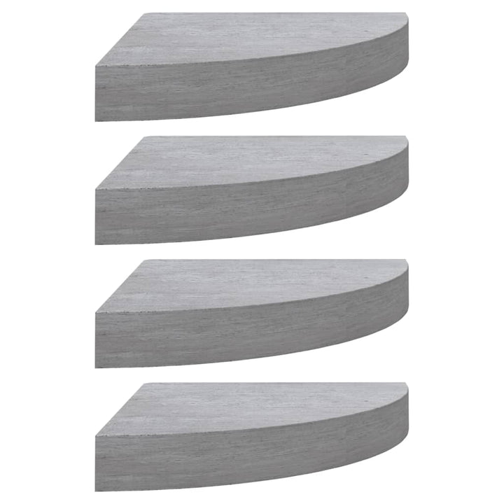 Rafturi De Colț De Perete 4 Buc. 35X35X3,8 Cm Mdf Gri Beton