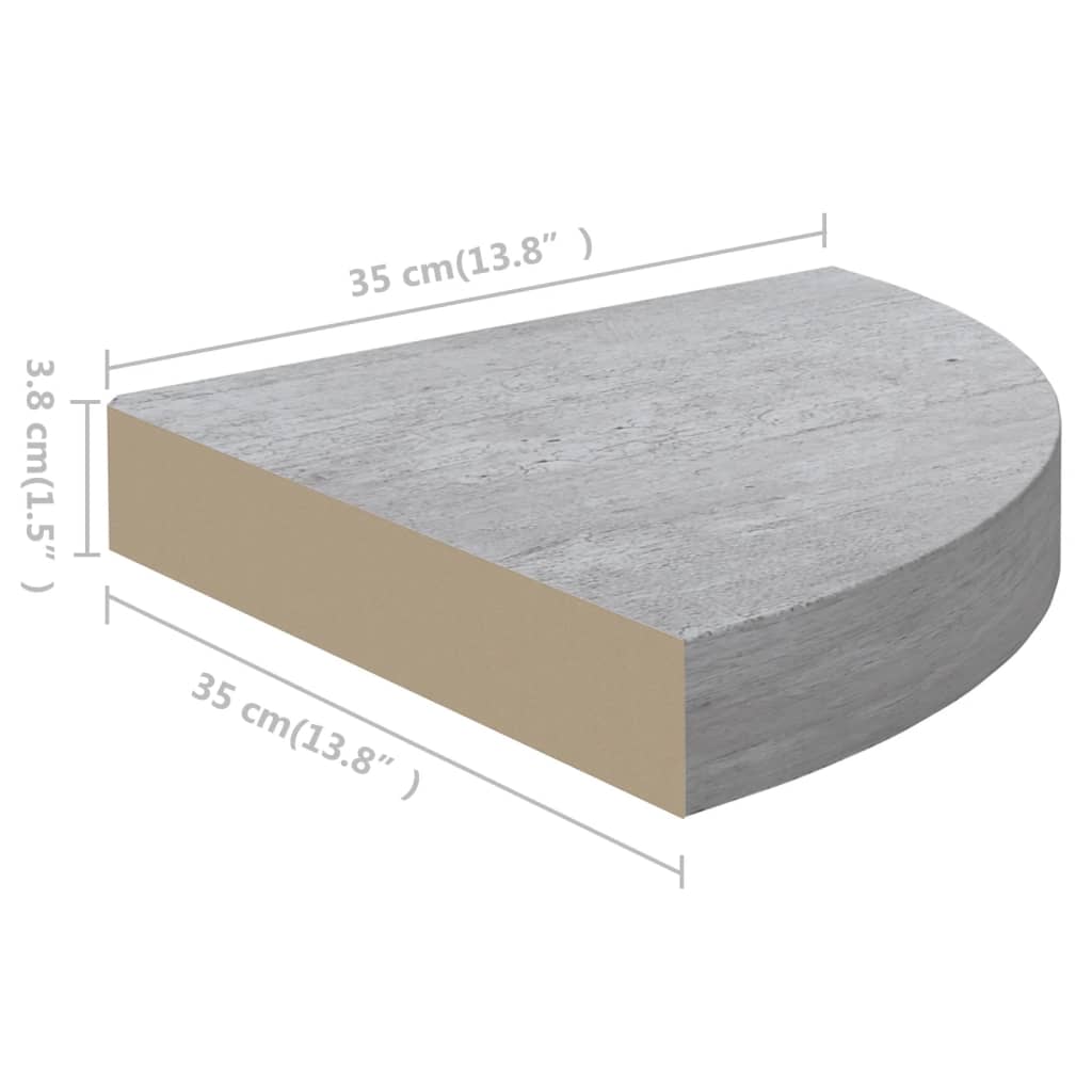Rafturi De Colț De Perete 4 Buc. 35X35X3,8 Cm Mdf Gri Beton